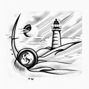 lighthouse with spaceshuttle tattoo design idea