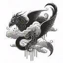  1. **Background**:    - **Sky**: The sky should be dark and stormy, filled with heavy, swirling clouds.    - **Rain**:  tattoo design idea