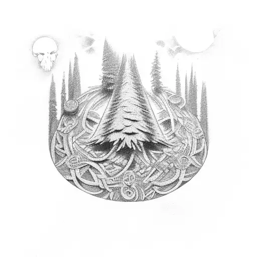 Text: "Kes? Kus? Kui?" "EE - BG", Award-winning Estonian Tree, Rye Bread tattoo design idea