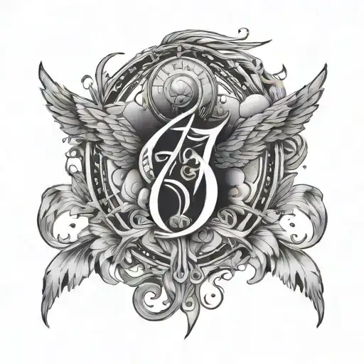 simple tattoo design for a female that combines the number "777" with the aesthetic of cosmic energies, angels, and luck tattoo design idea