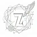 I want a simple tattoo design for a female that combines the number "777" with the aesthetic of cosmic energies, angels, tattoo design idea