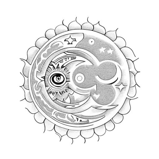 Sun and Moon tattoo design idea