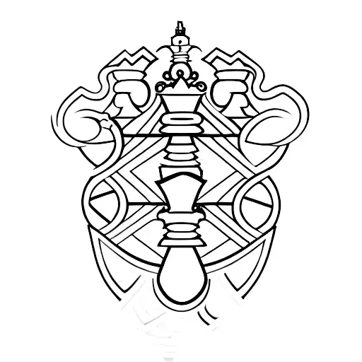 Chess pieces arranged in a minimalist design tattoo design idea