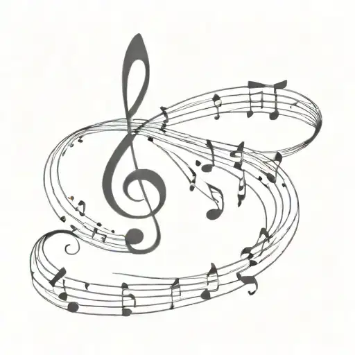 music notes, ripples in water  tattoo design idea