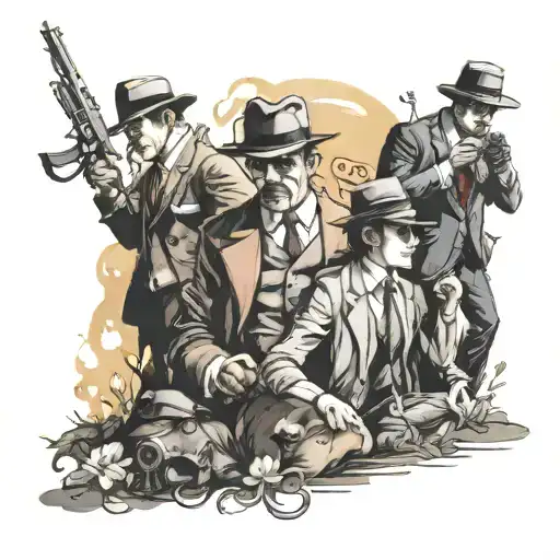 mafia scene tattoo design idea