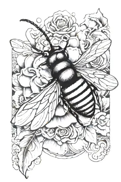 rose bee sea shell  tattoo design idea