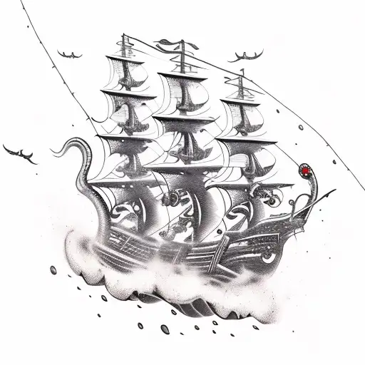 Tattoo Ship Black and White Stencil Vector Stock Vector - Illustration of  anchor, draw: 60840064