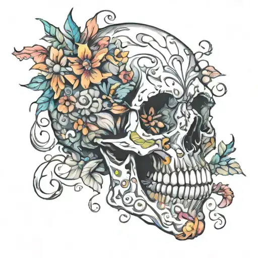 psychedelic skull tattoo design idea