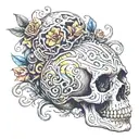 psychedelic skull tattoo design idea
