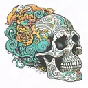 psychedelic skull tattoo design idea