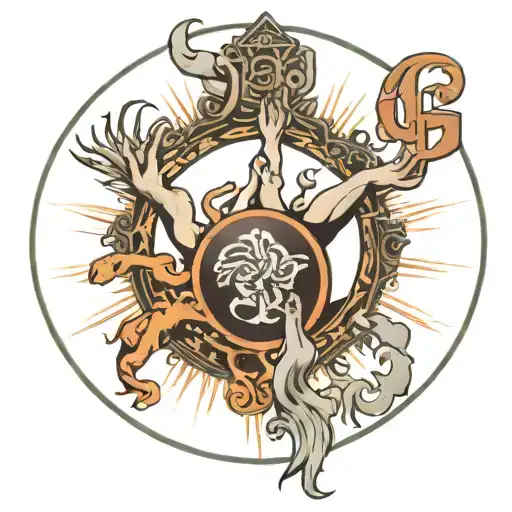 perfect circle with god speed in letters through it with hands praying below good speed tattoo design idea