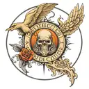 perfect circle with god speed in letters through it with hands praying below good speed tattoo design idea