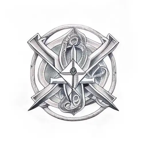 Two crossed swords tattoo design idea
