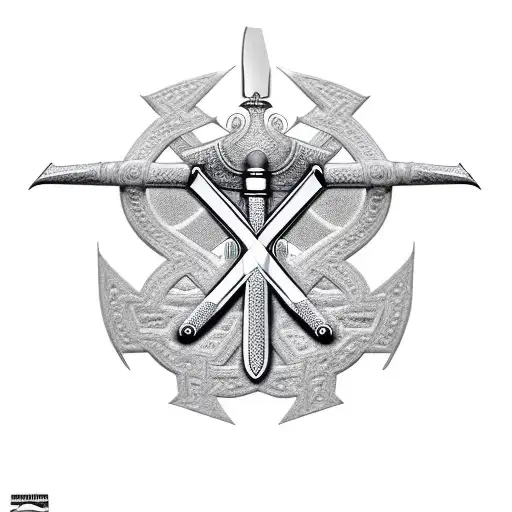 Ankh Symbol crossed with sword  tattoo design idea