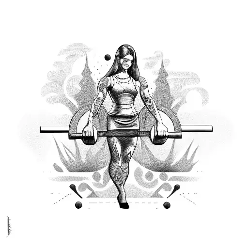 barbell with the names Arya and Emilia tattoo design idea