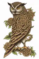 owl and Celtic knotwork intertwined tattoo design idea