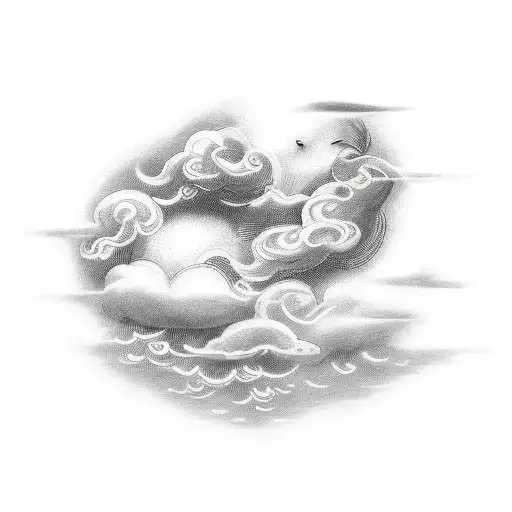bible script with clouds  tattoo design idea