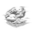 bible script with clouds  tattoo design idea