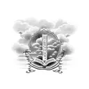 bible script with clouds  tattoo design idea