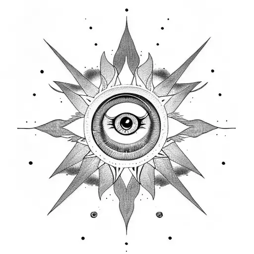 sun moon all seeing eye tattoo design idea