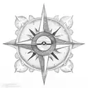 Ocean with sun, moon, compass tattoo design idea