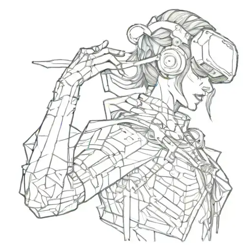 angle wears a virtual reality tattoo design idea