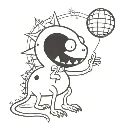 dinasour with mirrorball  tattoo design idea