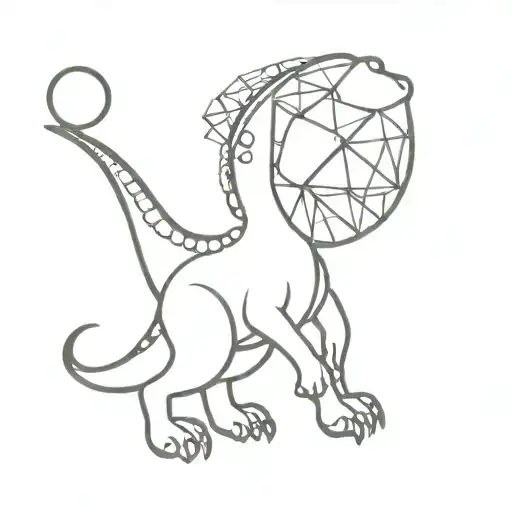 dinasour with mirrorball  tattoo design idea