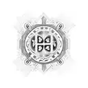 A Portuguese tile-inspired design with music symbols and coffee beans tattoo design idea