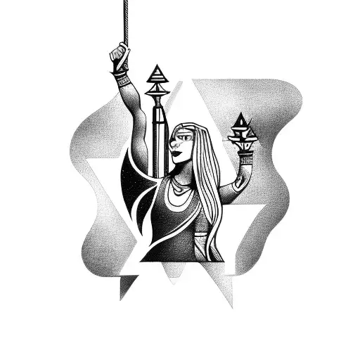 A tattoo depicting a Norse god or goddess coding on a computer tattoo design idea