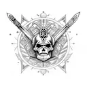 3 aztec style swords with skulls  tattoo design idea