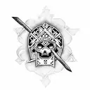 3 aztec swords with skulls  tattoo design idea
