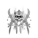 3 aztec swords with skulls  tattoo design idea