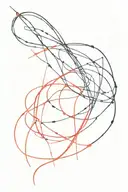 bullet with red string theory interwoven tattoo design idea