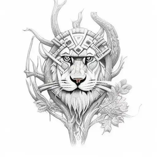 shaman nature forest druid tattoo design idea