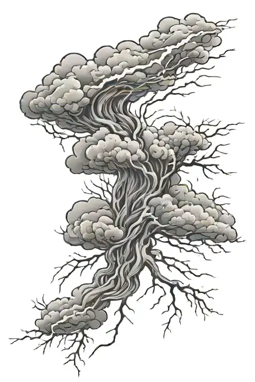 anxiety with lightening storm tattoo design idea