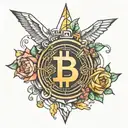 thin Bitcoin tattoo design idea