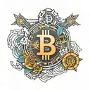 thin Bitcoin tattoo design idea