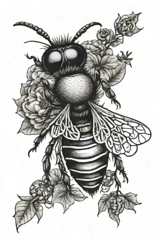 Gothic honey bee colored for halloween pumpkin tattoo design idea