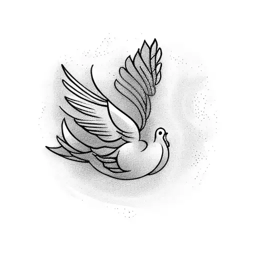 A blackwork design of a dove carrying an open bible, symbolizing the Holy Spirit tattoo design idea