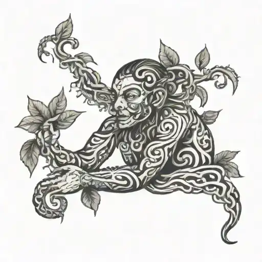 childhood trauma ayahuasca vines intertwining tattoo design idea
