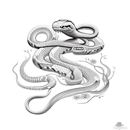 snake in flowers from Hell's Paradise tattoo design idea