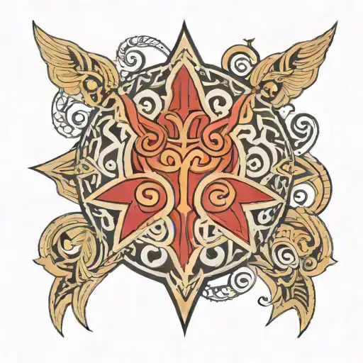 Create a Maori chest tattoo that contains the protection symbol, the warrior symbol, the symbol tattoo design idea