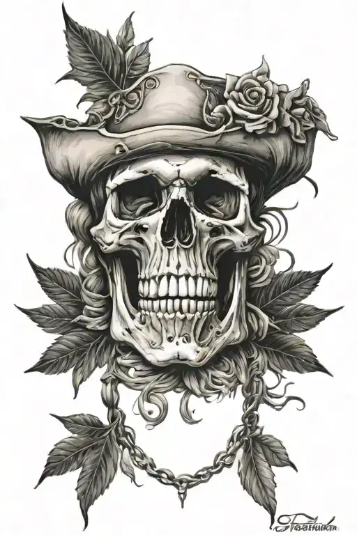 skull dead man tell no tales tattoo design idea