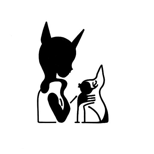 little girl with a sphynx cat tattoo design idea