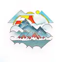 mountains with ocean tattoo design idea