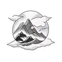 mountains with ocean tattoo design idea