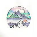 mountains with ocean tattoo design idea