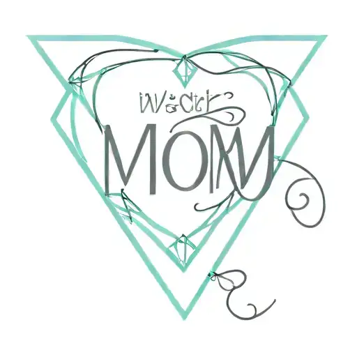turquoise diamond with "mom" written tattoo design idea