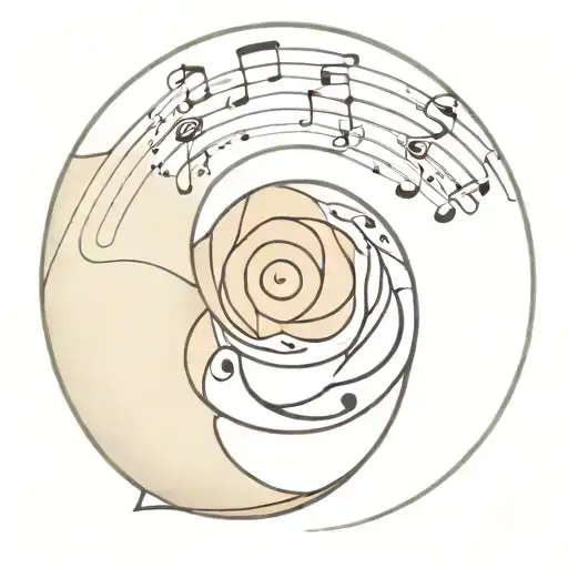 Nautilus Shell with music notes intertwined tattoo design idea